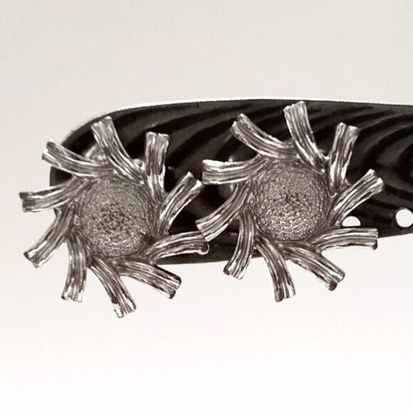 Coro Vintage Silver Tone Starburst Clip Earrings Mid Century Design - Picture 4 of 5